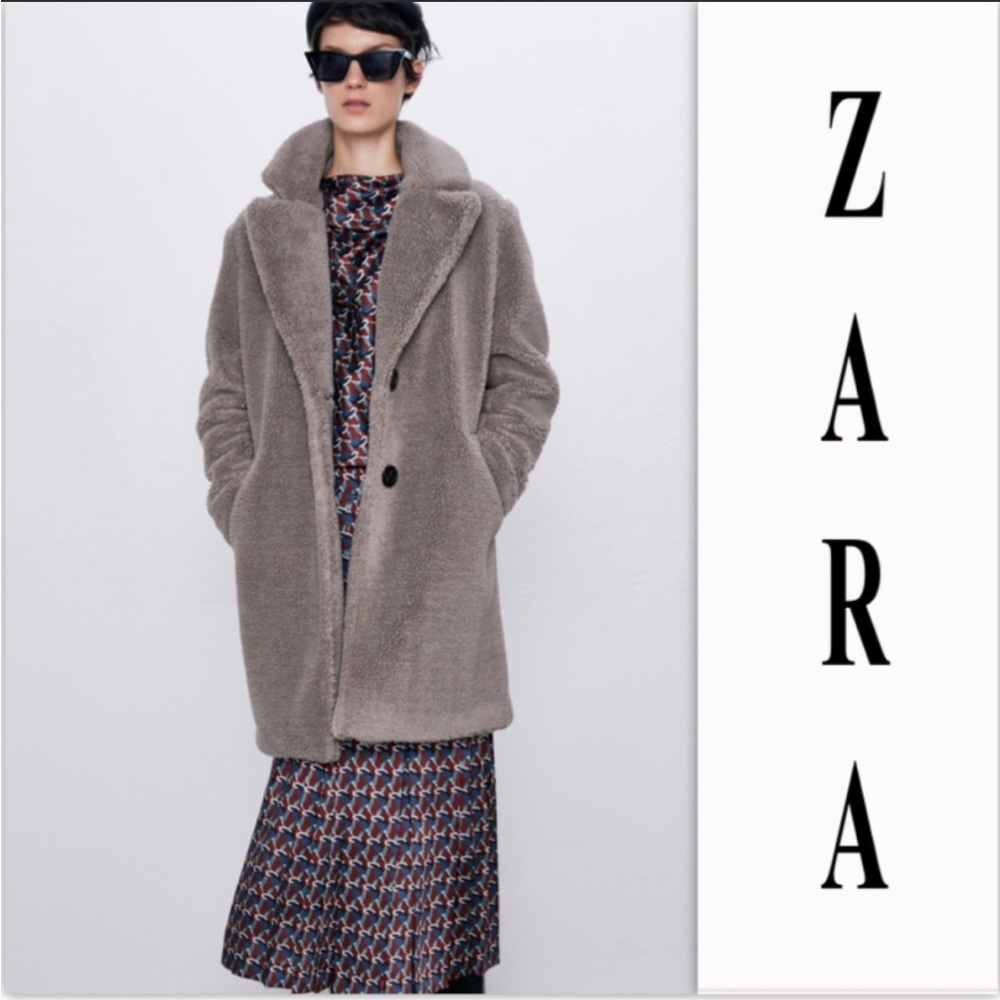 Zara Gray Teddy Sherpa Coat
